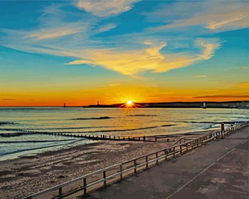 Sunset Aberdeen Beach paint by numbers