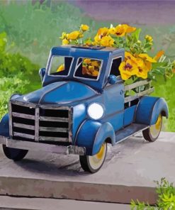 Truck and Flowers paint by numbers