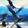 Abstract Crane Birds Art paint by numbers