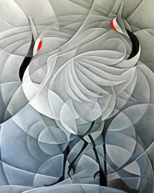 Abstract Crane Birds paint by numbers