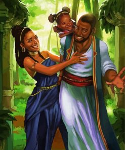 Adorable Black Family paint by numbers