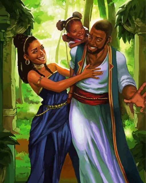 Adorable Black Family paint by numbers