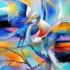 Colorful Abstract Crane Birds Art paint by numbers