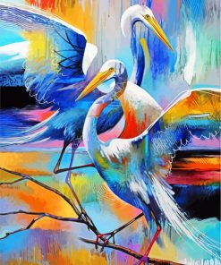 Colorful Abstract Crane Birds Art paint by numbers