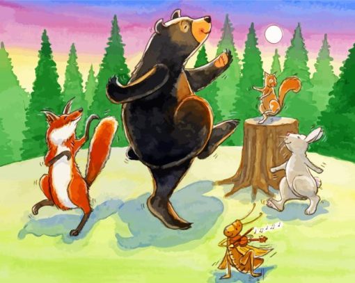 Animals Dancing In Forest paint by numbers