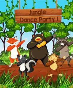 Animals Dancing Cartoon paint by numbers
