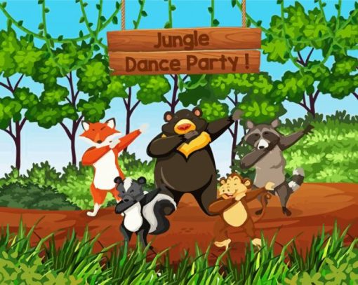 Animals Dancing Cartoon paint by numbers