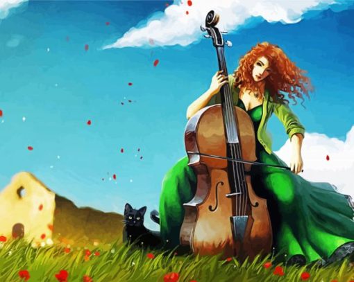 Anime Woman Playing Cello paint by numbers