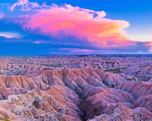 Badlands National Park Sunset paint by numbers