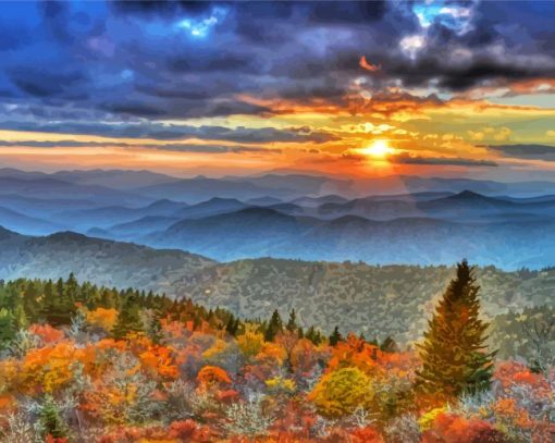 Beautiful Virginia Mountains at Sunset paint by numbers