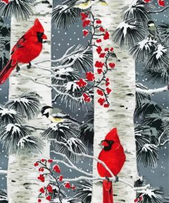 Birch Trees and Birds paint by numbers
