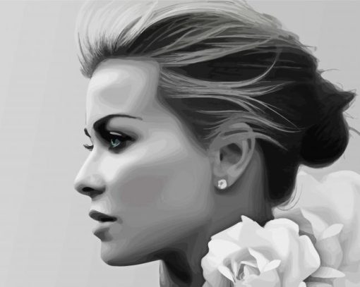Black and White Female Side Profile paint by numbers