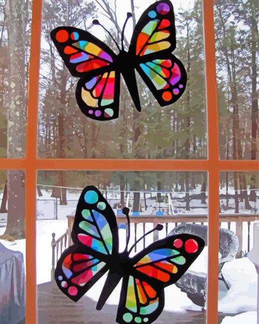 Butterflies Suncatcher paint by numbers