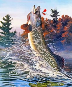Catching Muskie Fish paint by numbers