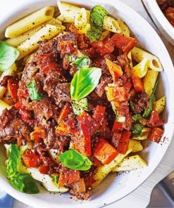 Chicken Livers with Tomatoes and Pasta paint by numbers