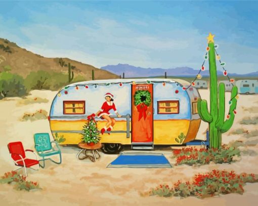 Christmas Travel Trailer paint by numbers