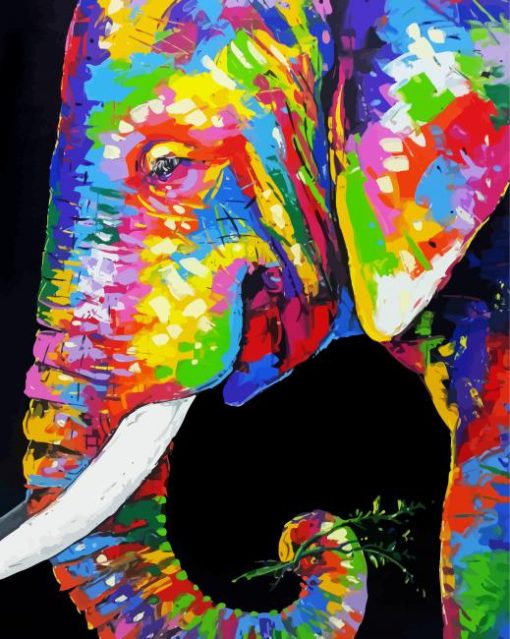 Colorful Elephant Head Art paint by numbers