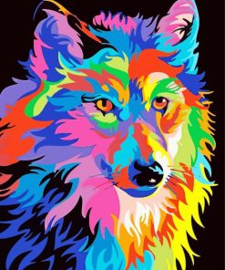 Colorful Wolf Art paint by numbers