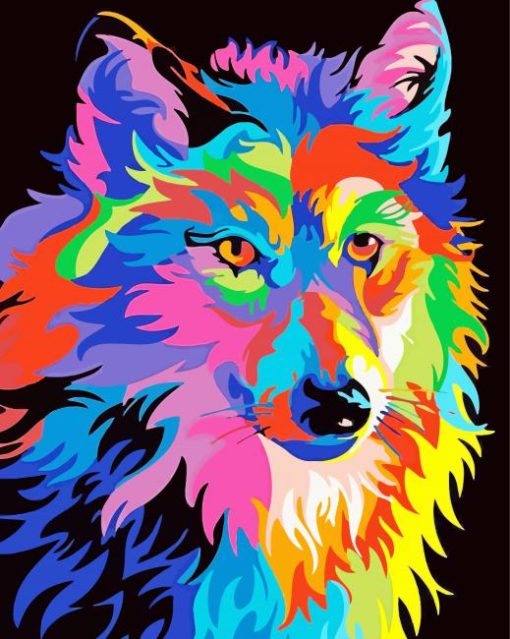 Colorful Wolf Art paint by numbers