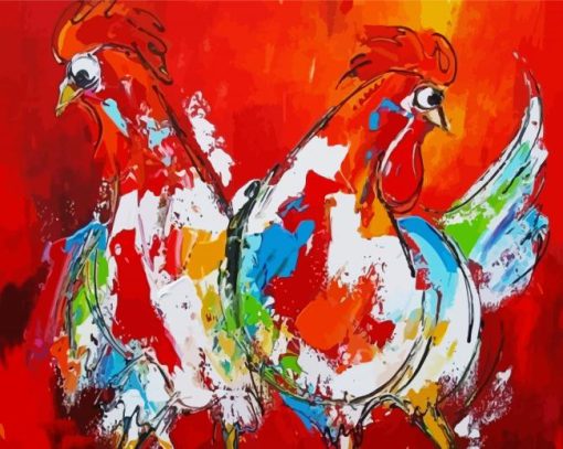 Colorful Chickens paint by numbers