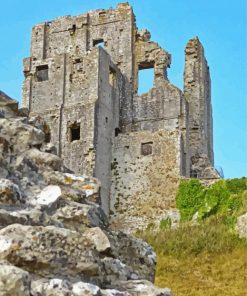 Corfe Castle Ruins paint by numbers
