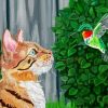 Cute Cat And Hummingbird paint by numbers