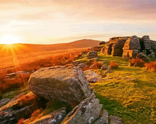 Dartmoor National Park at Sunset paint by numbers