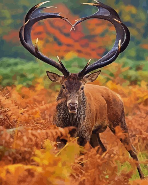 Deer with Heart Horns paint by numbers