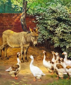 Donkeys and Geese Conversation paint by numbers