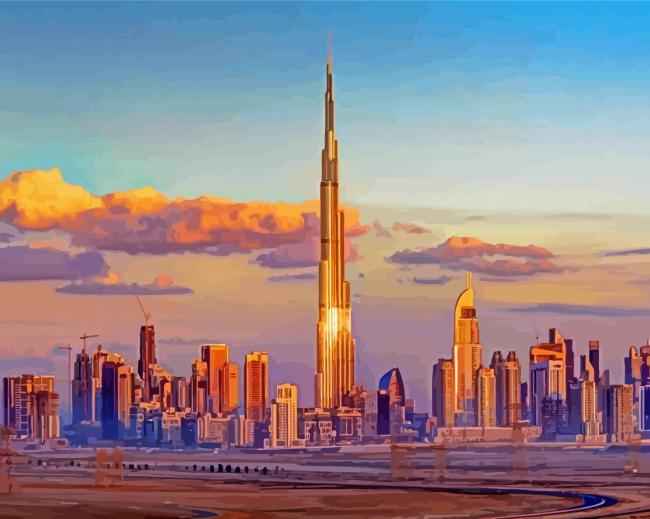 Dubai Skyline paint by numbers