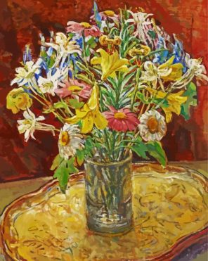 Flower in Glass Jar Art paint by numbers