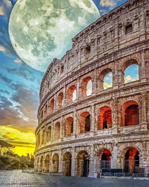 Full Moon Over Italy Rome paint by numbers