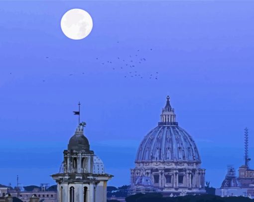 Full Moon Over Rome Italy paint by numbers