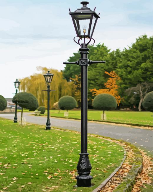 Garden Lamp Post - Paint By Number - PaintingByNumbersKit.COM