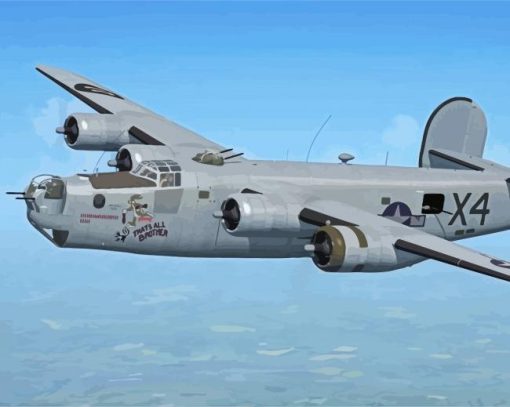 Grey B 24 Liberator Bomber paint by numbers