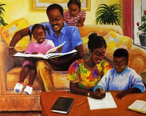 Happy Black Family paint by numbers