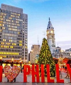 I Love Philly Sing Christmas Village paint by numbers