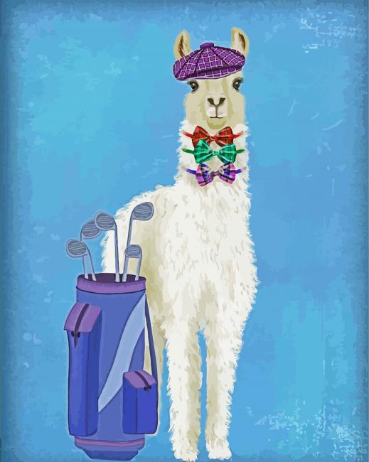 Llama Golfing paint by numbers