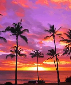 Molokai Palm Trees Silhouette paint by numbers
