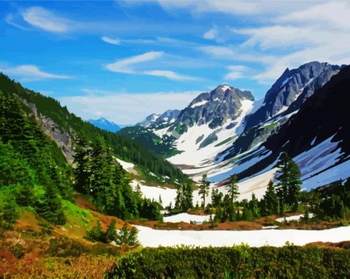 North Cascades National Park Landscape paint by numbers