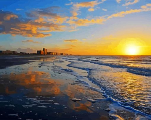 Ostend Beach at Sunset paint by numbers