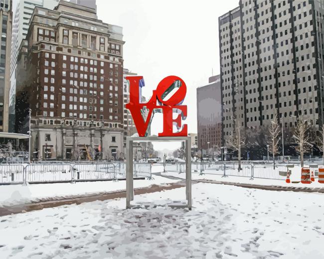 Philadelphia Love in Winter paint by numbers