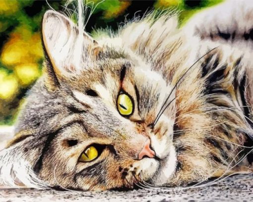 Realistic Cat Animal paint by numbers