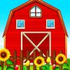Red Barn Sunflower paint by numbers