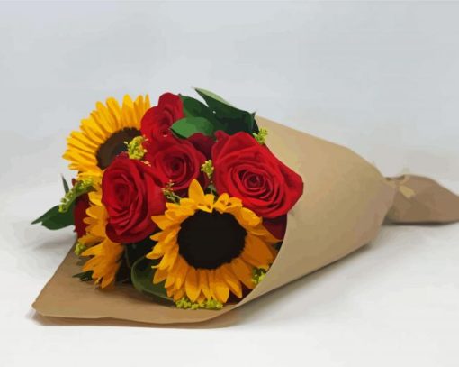 Roses and Sunflowers Bouquet paint by numbers