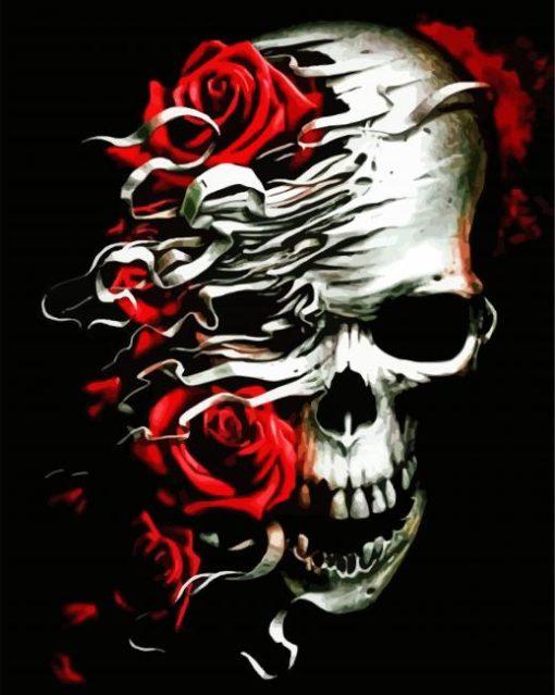 Skulls and Red Roses paint by numbers