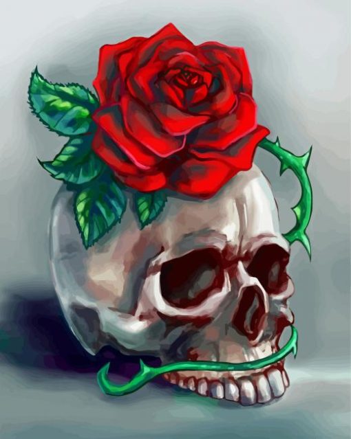 Skulls and Roses Flower Art paint by numbers
