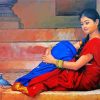 South Indian Lady and Birds paint by numbers