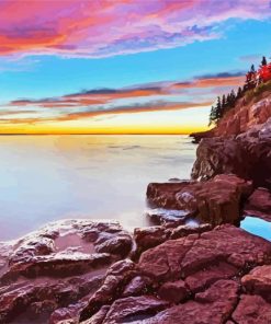 Sunset At Bass Harbor Head Lighthouse paint by numbers