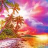 Sunset Palm Trees Beach paint by numbers